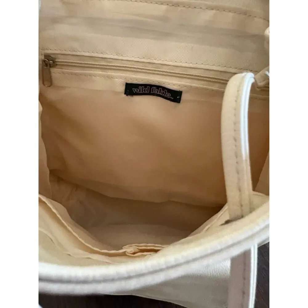 Wild Fable Cream Faux Leather Studded Mini Backpack Purse NWT Drawstring